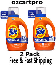 Tide Laundry Detergent Liquid with 6X Cleaning 80 fl oz, 64 Loads each-Pack of 2