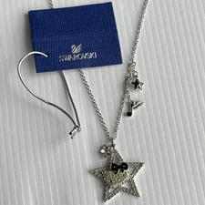 Hello Kitty Sanrio x Swarovski Star Pendant Necklace Silver Tone