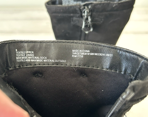 Cat & Jack Wildlederimitat schwarz Stiefel Kleinkind Größe 8 Schleifendetail Reißverschluss - Bild 7 von 9