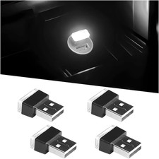 4-Pack USB LED Car Interior Atmosphere Lamps Mini Portable Night Lights Plug-In
