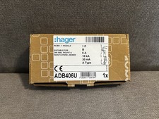 HAGER RCBO 1M 1P 10kA B-6A 30mA Type A ADB406U