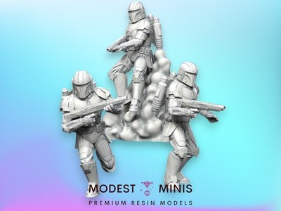 3pc Heavy Mandos - 28mm - 40mm Scale | Blue Wolf Star Wars Legion Mini