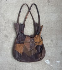 Vintage 1970s Patchwork Leather Purse. Multiple Pockets. Genuine Leather.