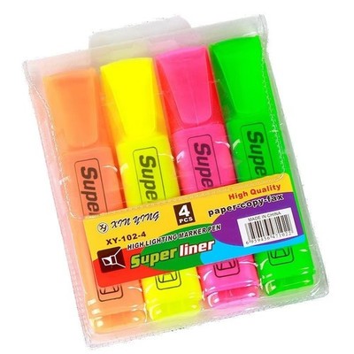 4/6x Textmarker Stifte hell fluoreszierende Farben Keilspitze Marker Set UK