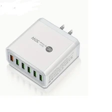 6 Ports USB Fast Charging 30W QC3.0 Adapter Charger. Great for Travel! New