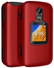 Grid Series Phone Case for TCL Flip 2 2022 Bold Red
