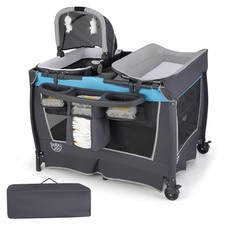 4-in-1 Convertible Portable Baby Playard Newborn Napper w/ Toys  Music Blue