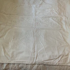 Beautiful Vintage Euro French Hand Embroidered Linen Pillow Sham 29x28  Mono LC
