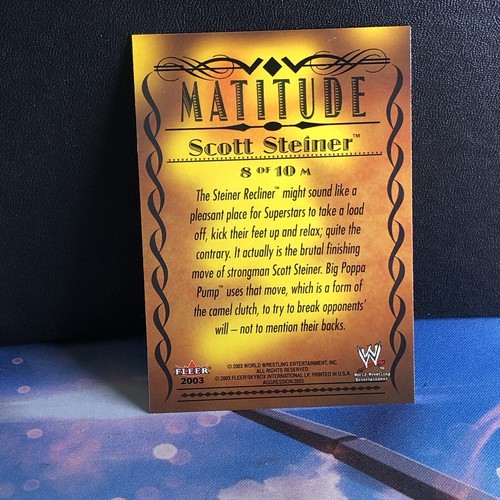 SCOTT STEINER (2003 WWE Fleer MATITUDE Insert Card #8M) AGGRESSION IMPACT - Foto 2 di 2