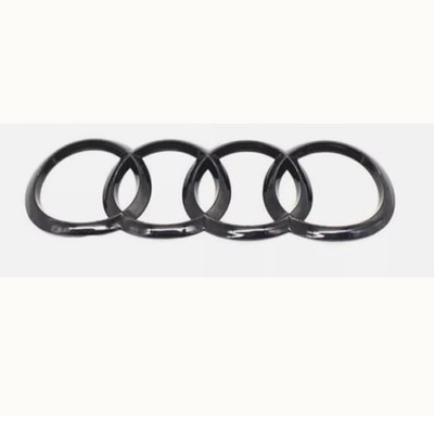 Schwarz Glänzende Ringring Logo Badge Embleme Für Audi 202mm x 72mm Gebogen Auto