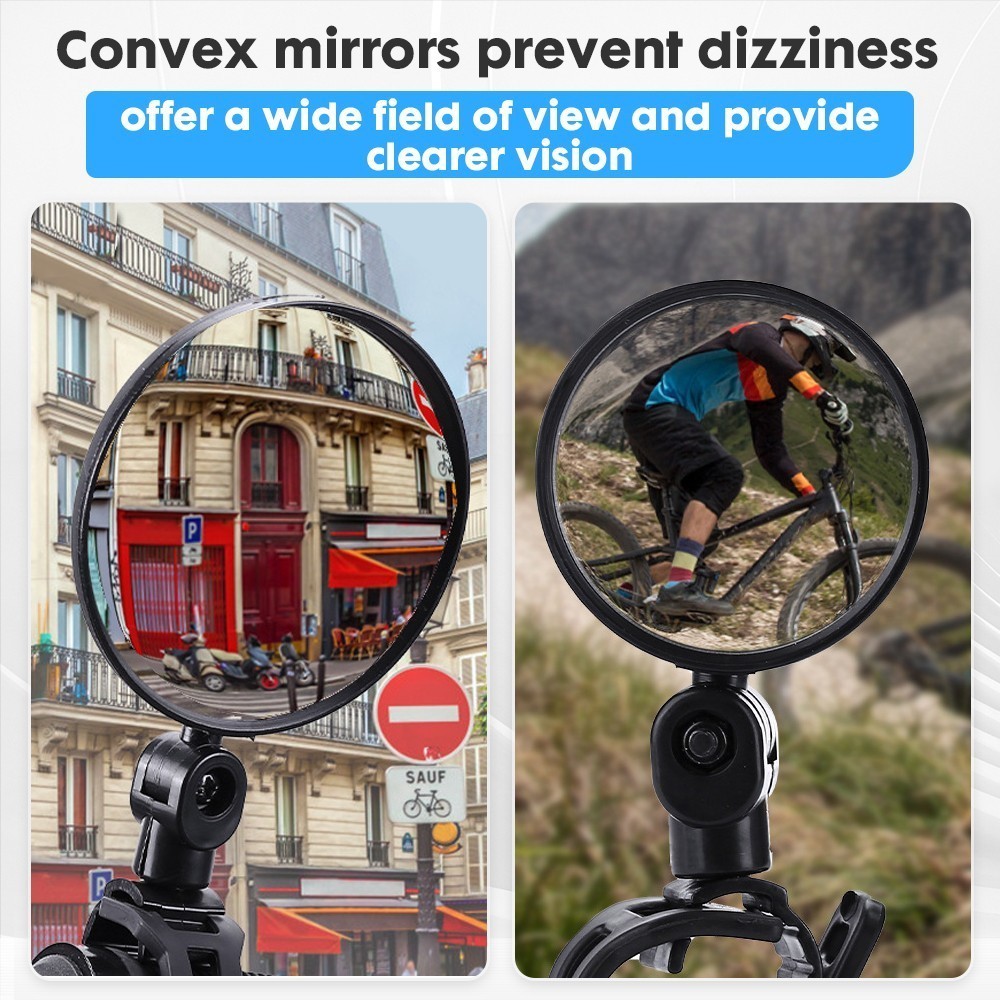 Ebike MTB Road Bike Rearview Mirror Bicycle Rear View Mirrors 360° Convex Side