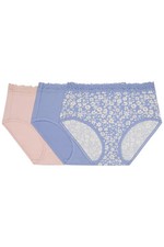 Comfort Code Women's 3pck Lace High-Rise Brief Blue/Pink/Blue Floral