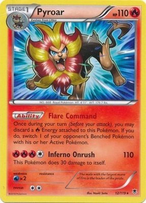 1x Pyroar - 12/119 - Non-Holo Burning Winds Theme Deck Exclusive Moderately Play