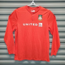 Wrexham AFC United Airlines Polaris Long Sleeve Henley Shirt L/XL Orange Red