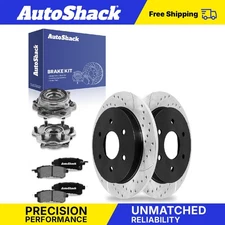 Rear Drilled Slotted Brake Rotors Pads Hubs for 2017-2019 Nissan Armada V8