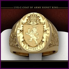 Anello Uomo Tendenze 2025 Corona Scudo Leone Distintivo Anello Oro Giallo 18k Colore Royal