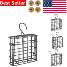 Suet Cage Bird Feeder Black Metal Hanging Weather Resistant Single Cake Wildlife