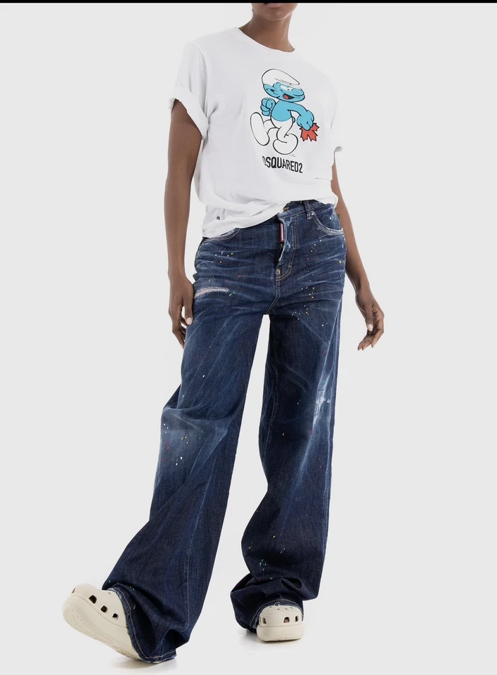 DSQUARED2 Traveller Wide DARK BOB WASH Jeans IT40 Distressed NEU - Bild 1 von 4