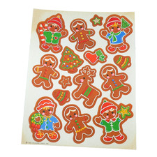1984 AMBASSADOR SCRATCH N SNIFF GINGERBREAD HALLMARK CHRISTMAS STICKERS 1 sheet