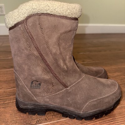Sorel Waterfall Boots Womens 9.5 Brown Suede Leather Winter Insulated NL1964-238