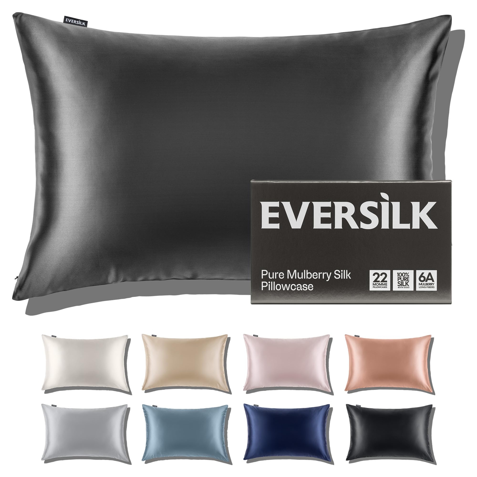 EVERSILK Silk Pillowcase for Hair and Skin: 100% Mulberry Silk - 22 Momme Sil...-image