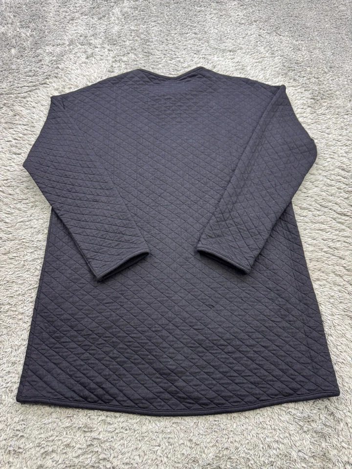 Chaqueta Eileen Fisher Mujer XS Negra Algodón Orgánico Argyle Acolchada Tejida Cremallera Completa Foto 2 de 4