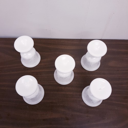 Vintage White Milk Glass Goblets Harvest Grape Pattern Set of 5 - Picture 3 of 8