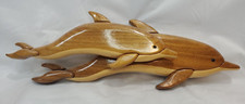Hand Made Dolphins Intarsia Woodcraft By Jim Coleman Approx 17" Long