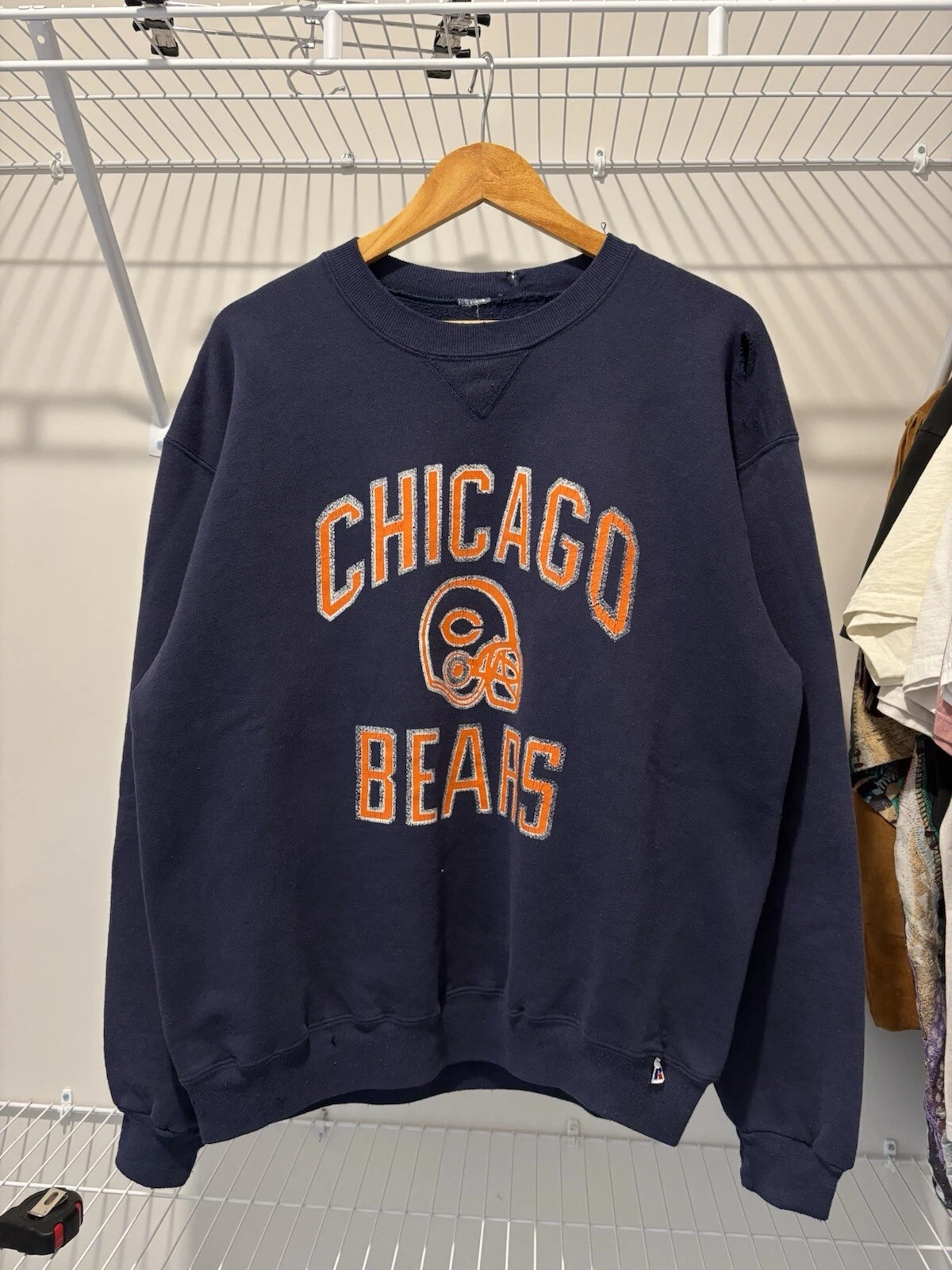 Vintage Chicago Bears Sweatshirt Mens XL Navy 90s football Football Helmet Russell