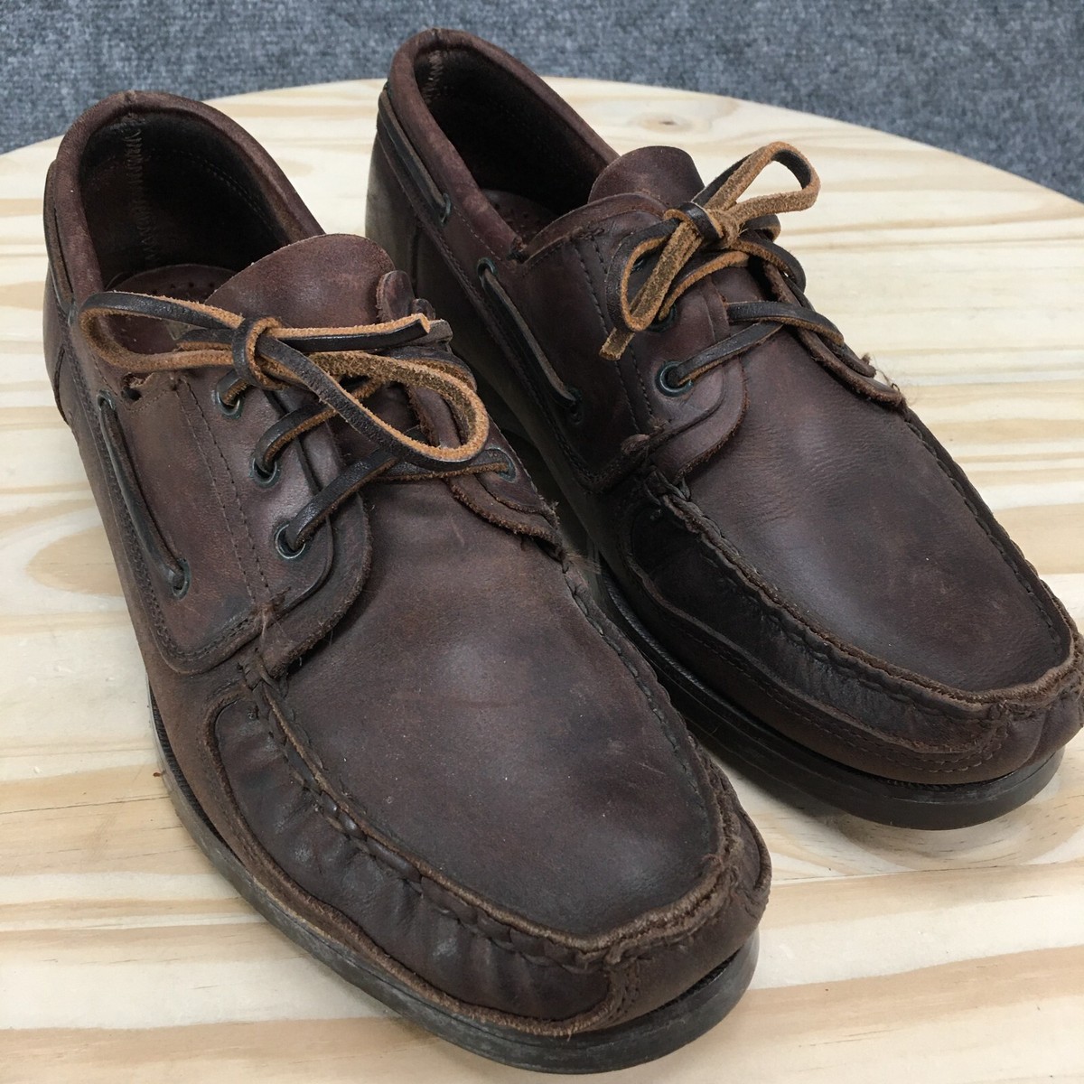 Dexter Shoes Mens 10M Navigator Boat Brown Lace Up Moc Toe Slip On
