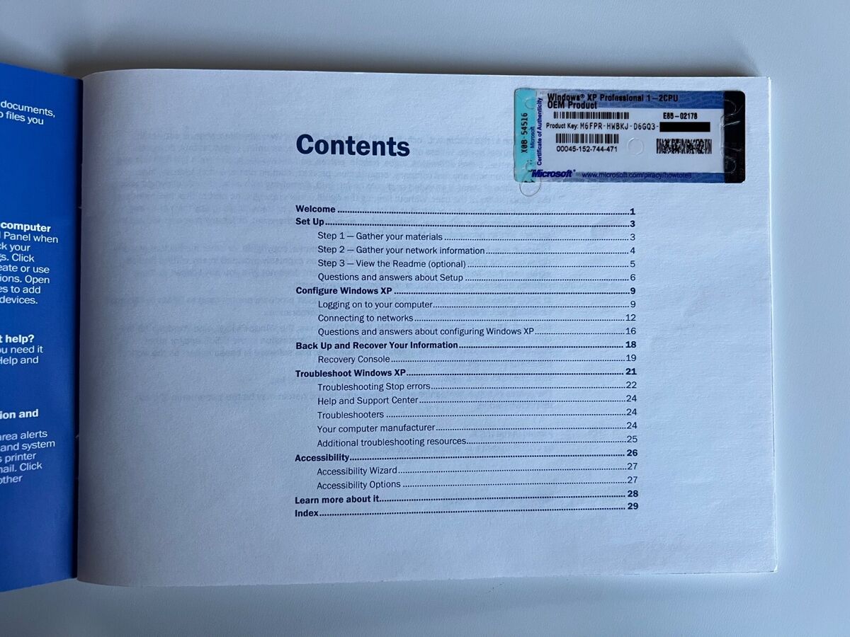 Microsoft Windows XP Pro Version 2002 OEM Package (SP 1a Microsoft Windows XP Pro Version 2002 OEM Package (SP 1a