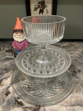 3 TIER CAKE, DESSERT, FRUIT, UPCYCLED DISPLAY SERVEWARE PARTY PLATE STAND