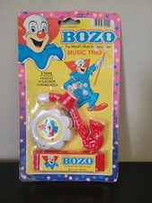 Vintage Bozo The Clown Kazoo Harmonica Clacker Set Jaru 1990 NEW Rubber Toy