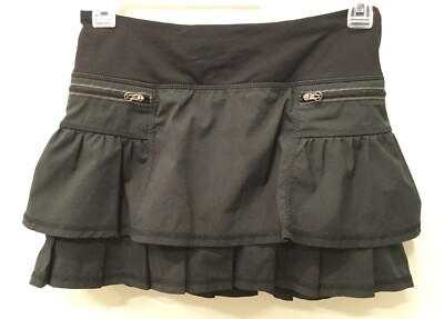 Lululemon Run Your Heart Out Skirt Sz Black Tiered Ruffles EUC 