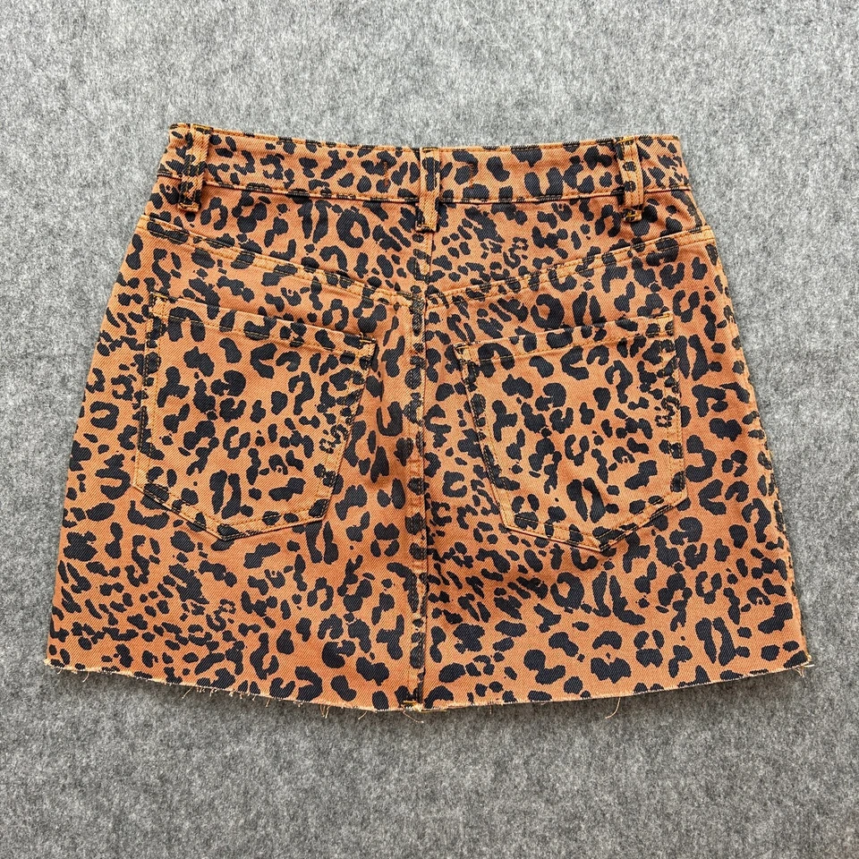 Free People We The Free Zip It Up Mini Skirt Women's Sz 27 Raw Hem Leopard Print - Image 2 of 4