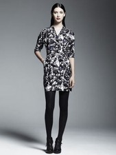 Catherine Malandrino S 6 Crepe Sheath 3/4 sleeve Pocket Dress Wrap Work Career  