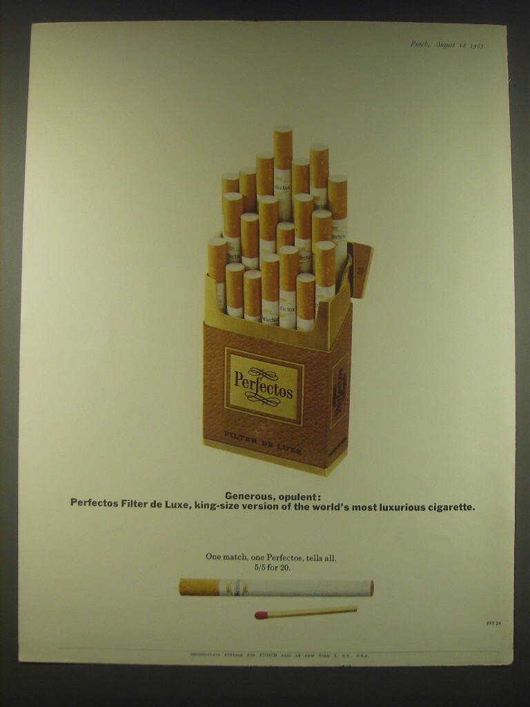 1965 Perfectos Filter de Luxe Cigarettes Ad