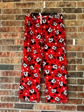 Disney Red Mickey  Minnie Mouse Flleece Pants Unisex Size:Large