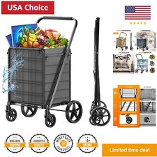 Upgrade Shopping Cart for Groceries, 280 LBS Large Grocery Cart with Waterpr...