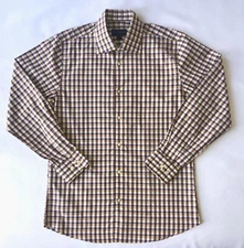 Scott Barber Mens Sport Shirt MED Eggplant/Gold Check NEW