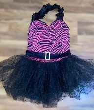 Weissman XLarge Child Customized Pink And black Dance Costume Tulle,Adjustable
