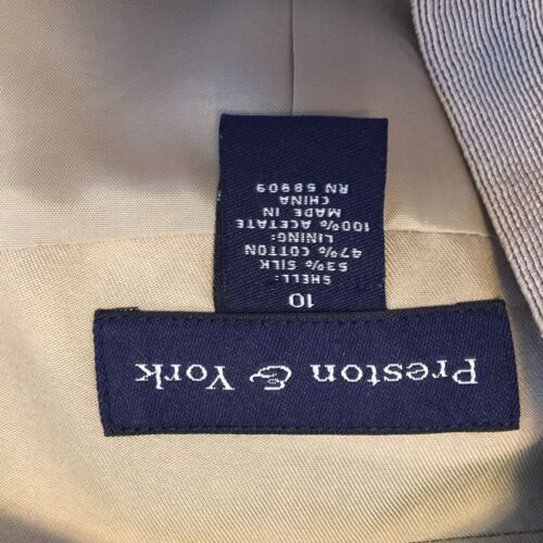 PRESTON & YORK JACKET LINED 10 Pockets ZIPPER Long Sleeve TAUPE Silk Tailored - Picture 11 of 12