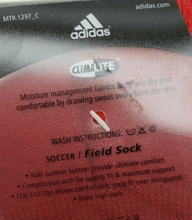 Calcetines de fútbol Adidas Climalite rojos nuevos con etiquetas zapatos para hombre talla 6-12 Foto 3 de 3