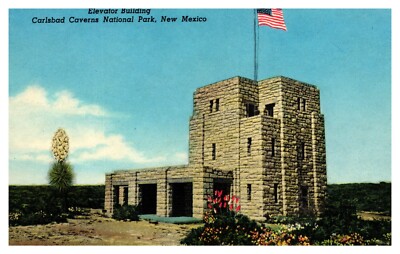Carlsbad NM New Mexico Elevator Building Carlsbad Caverns Chrome Postcard