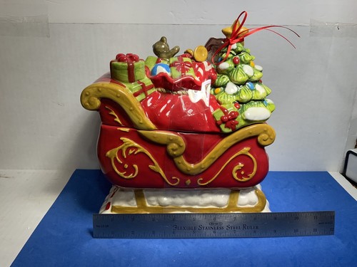 Blue Sky Santa’s Sleigh Cookie Jar Big NWT - Picture 4 of 6