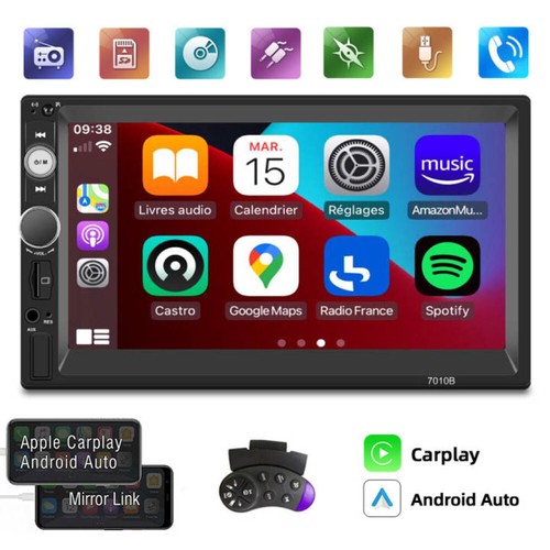 7" Double Din Car Stereo with Apple Carplay & Android Auto Play MP5 BT