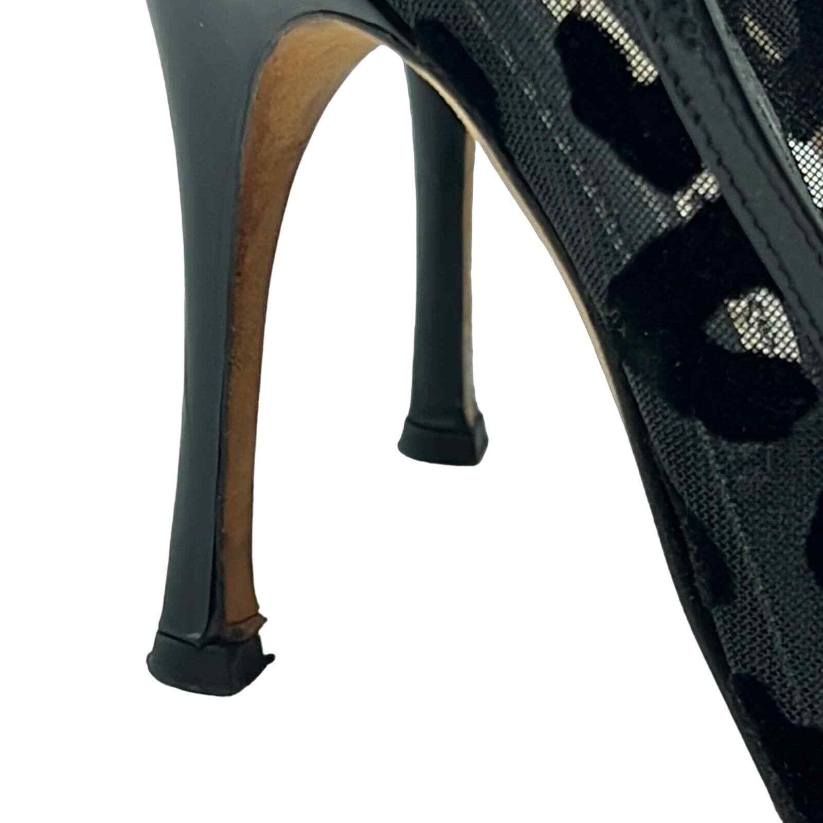 Manolo Blahnik black animal print heels size 38.5… - image 7