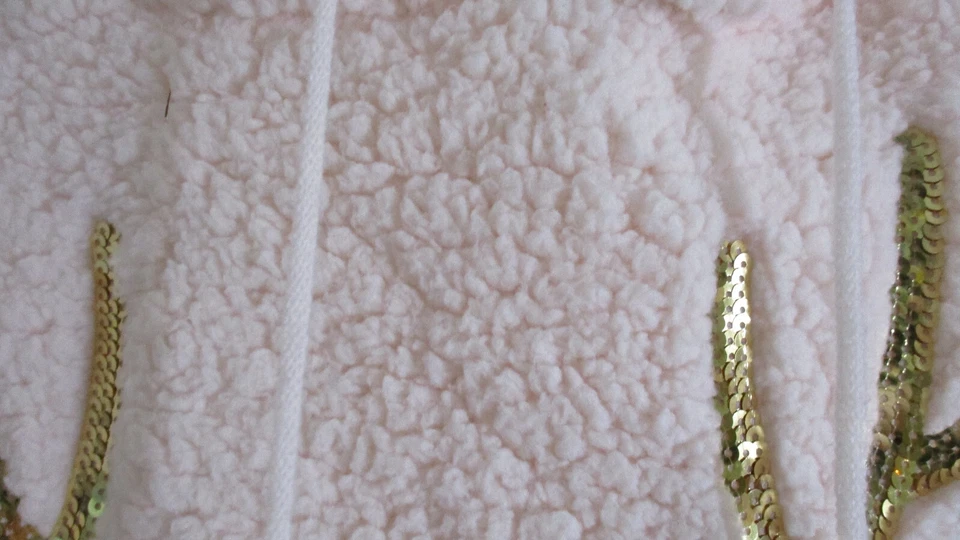 THIRD WISH Pink REINDEER Pull Over SHERPA HOODIE Women's Medium - Image 3 of 4