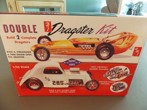 AMT 1/25 Doble Dragster 3 en 1 Modelo Coche Kit - 2 Coches Completos -1/25 - Imagen 1 de 5