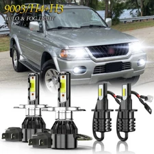 For Mitsubishi Montero Sport 1997 1998 1999 6000K LED Headlight + Fog Bulbs Kit
